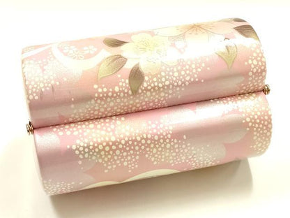 平和屋着物▼和装小物　和装バッグ　振袖用　ハンドバッグ　エナメル　舞花文　桜　金彩　暈し　逸品　AABJ8959ay