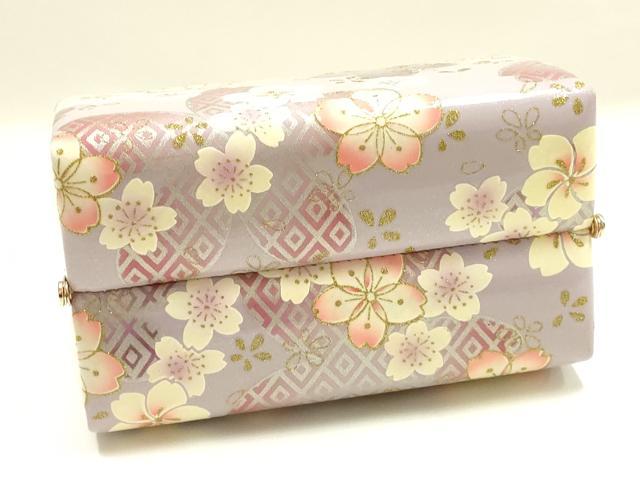 平和屋着物▼和装小物　和装バッグ　振袖用　ハンドバッグ　エナメル　舞花文　桜　金彩　逸品　AABJ8960ay