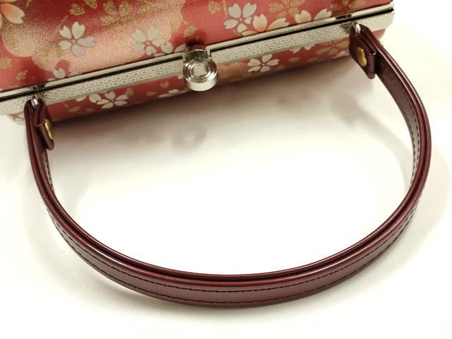 平和屋着物▼和装小物　和装バッグ　振袖用　ハンドバッグ　エナメル　舞花文　桜　金彩　暈し　逸品　AABJ8961ay