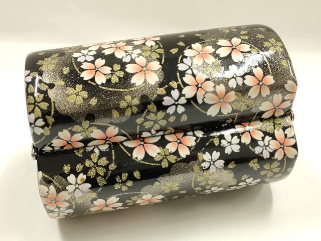 平和屋着物▼和装小物　和装バッグ　振袖用　ハンドバッグ　エナメル　舞花文　桜　金彩　暈し　逸品　AABJ8961ay