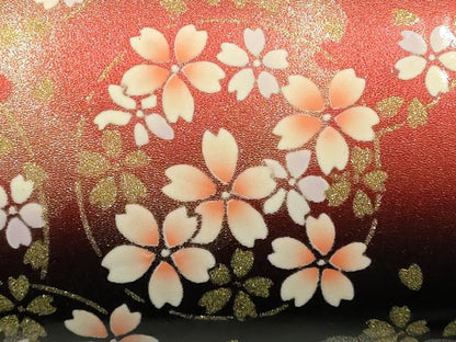 平和屋着物▼和装小物　和装バッグ　振袖用　ハンドバッグ　エナメル　舞花文　桜　金彩　暈し　逸品　AABJ8961ay
