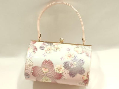 平和屋着物▼和装小物　和装バッグ　振袖用　ハンドバッグ　エナメル　舞花文　桜　金銀彩　暈し　逸品　AABJ8962ay