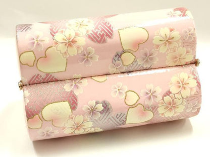 平和屋着物▼和装小物　和装バッグ　振袖用　ハンドバッグ　エナメル　舞花文　桜　金銀彩　暈し　逸品　AABJ8962ay