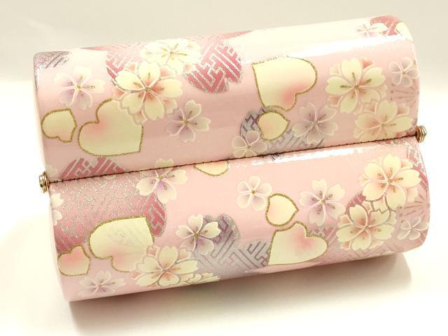 平和屋着物▼和装小物　和装バッグ　振袖用　ハンドバッグ　エナメル　舞花文　桜　金銀彩　暈し　逸品　AABJ8962ay