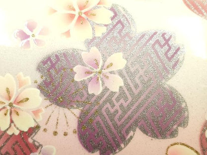 平和屋着物▼和装小物　和装バッグ　振袖用　ハンドバッグ　エナメル　舞花文　桜　金銀彩　暈し　逸品　AABJ8962ay