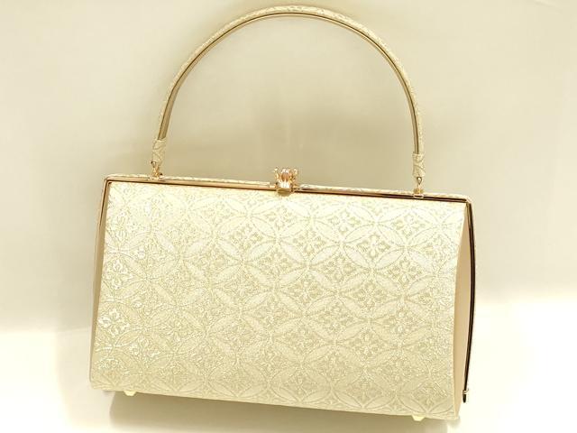 平和屋着物▼和装小物　和装バッグ　ハンドバッグ　七宝花文　金糸　逸品　AABJ8965ay