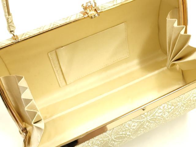 平和屋着物▼和装小物　和装バッグ　ハンドバッグ　七宝花文　金糸　逸品　AABJ8965ay