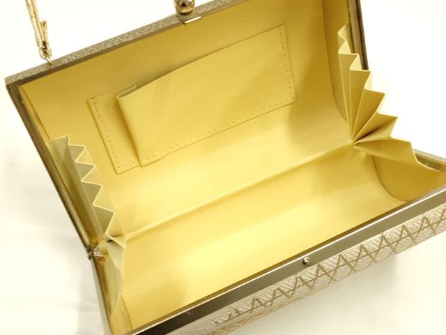 平和屋着物▼和装小物　和装バッグ　佐賀錦　ハンドバッグ　地紙　花鼓　金糸　帯地使用　逸品　AABJ8966ay