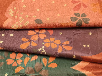 平和屋着物●和装小物　帯締め・帯揚げセット　高麗組　花柄　金銀糸　丹後ちりめん　正絹　逸品　未使用　AABJ8969ay
