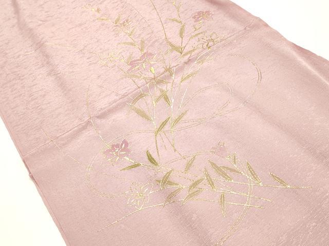 平和屋着物●和装小物　帯締め・帯揚げセット　平組　草花文　金糸　金彩　逸品　未使用　AABJ8973ay