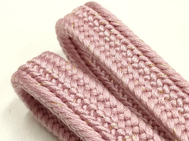 平和屋着物●和装小物　帯締め・帯揚げセット　平組　草花文　金糸　金彩　逸品　未使用　AABJ8973ay