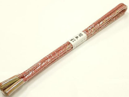 平和屋着物●和装小物　帯締め・帯揚げセット　能衣彩　丸組　絞り　枝梅　金銀糸　金彩　正絹　逸品　未使用　AABJ8974ay