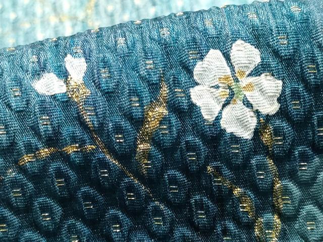 平和屋着物●和装小物　帯締め・帯揚げセット　平組　草花文　金彩　暈し染め　逸品　未使用　AABJ8975ay