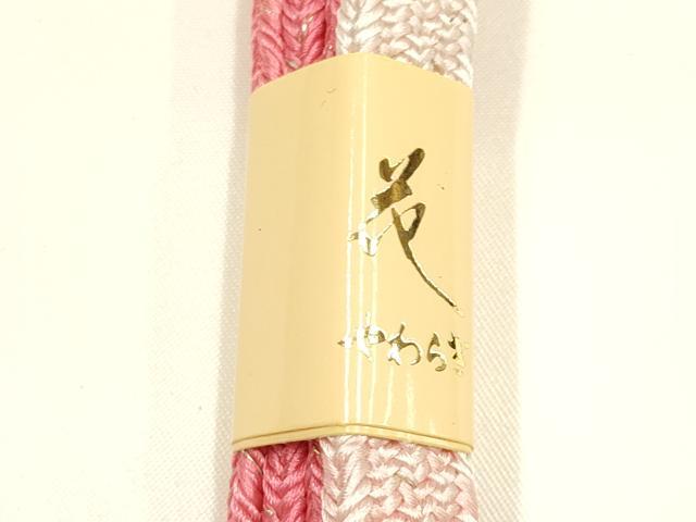 平和屋着物●和装小物　帯締め・帯揚げセット　平組　雲取り花地紋　金糸　暈し染め　花やわらぎ　正絹　逸品　未使用　AABJ8977ay