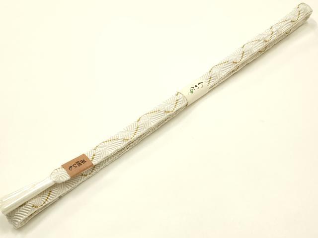 平和屋着物●和装小物　帯締め・帯揚げ・扇子セット　唐組　柄絞り　花柄　菊　金糸　金彩　正絹　逸品　未使用　AABJ8978ay