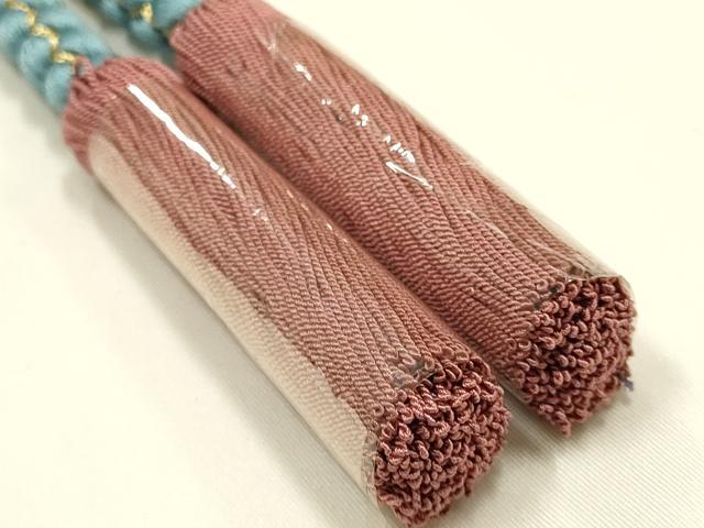 平和屋本店●和装小物　振袖用帯締め・帯揚げセット　総絞り　舞花文　金糸　金彩　撚り房　京ぜんび　逸品　未使用　AABJ8979ay