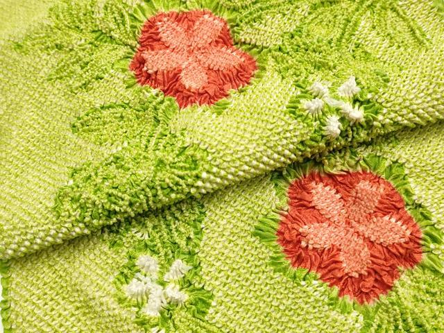 平和屋本店●和装小物　振袖用帯締め・帯揚げセット　丸ぐけ　刺繍　装飾　小田巻　総絞り　枝垂れ花文　金糸　撚り房　逸品　AABJ8983ay