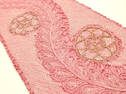 平和屋本店●和装小物　振袖用帯締め・帯揚げセット　総絞り　花柄　金糸　金彩　逸品　未使用　AABJ8989ay