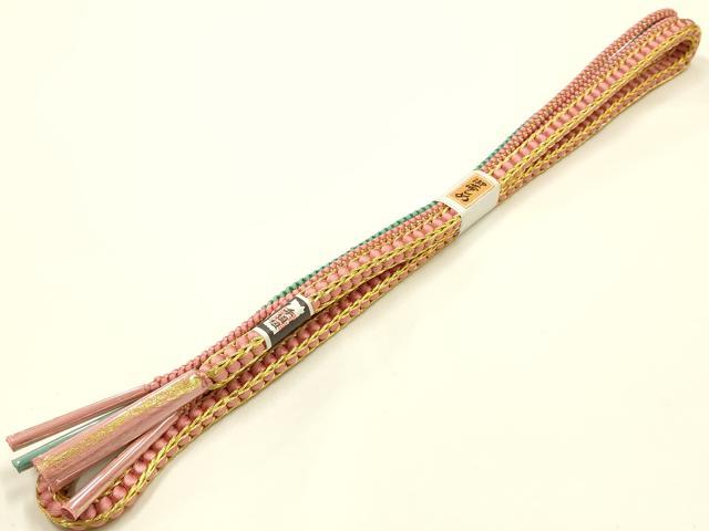 平和屋本店●和装小物　振袖用帯締め・帯揚げセット　総絞り　花柄　金糸　金彩　逸品　未使用　AABJ8989ay