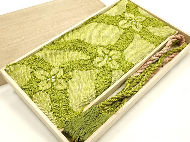 平和屋本店●和装小物　振袖用帯締め・帯揚げセット　総絞り　花柄　金糸　暈し　撚り房　逸品　AABJ8999ay