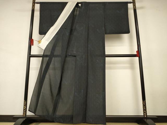 平和屋着物＊夏物　小紋　紗　舞蝶文　洗える着物　AABJ9001jd