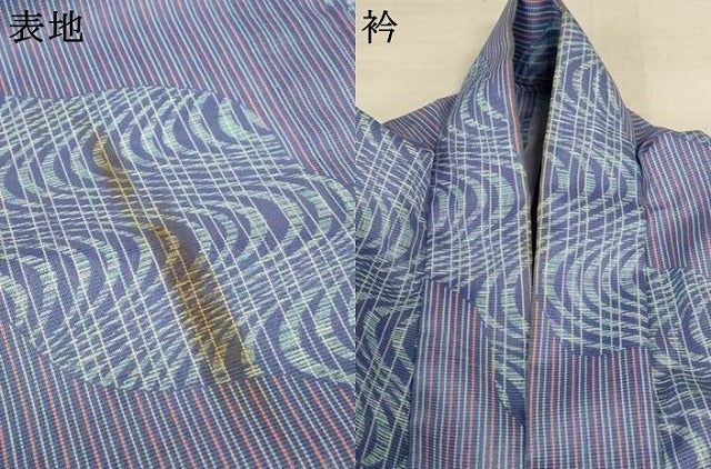 平和屋着物＊夏物　小紋　絽　幾何学文様　洗える着物　AABJ9002jd