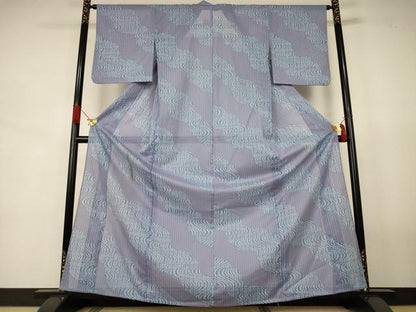 平和屋着物＊夏物　小紋　絽　幾何学文様　洗える着物　AABJ9002jd