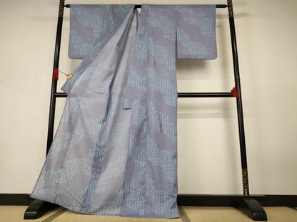 平和屋着物＊夏物　小紋　絽　幾何学文様　洗える着物　AABJ9002jd