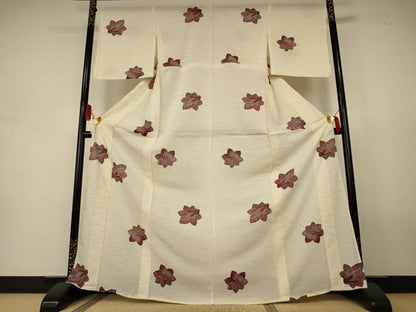 平和屋着物＊夏物　小紋　絽　風景花文　正絹　逸品　AABJ9004jd