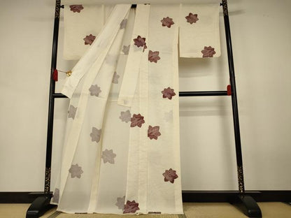 平和屋着物＊夏物　小紋　絽　風景花文　正絹　逸品　AABJ9004jd