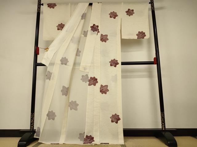 平和屋着物＊夏物　小紋　絽　風景花文　正絹　逸品　AABJ9004jd