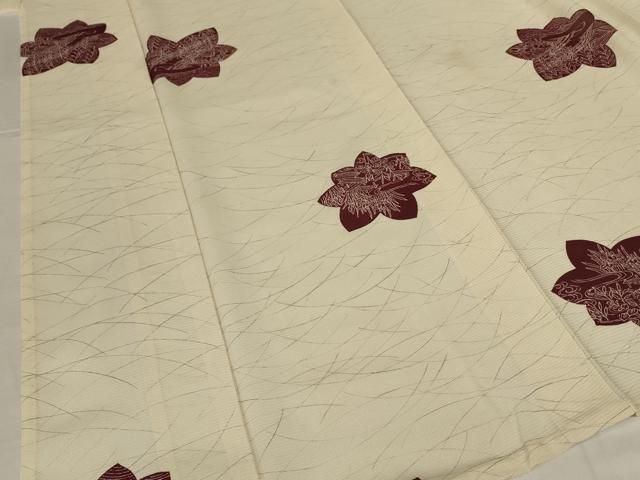 平和屋着物＊夏物　小紋　絽　風景花文　正絹　逸品　AABJ9004jd