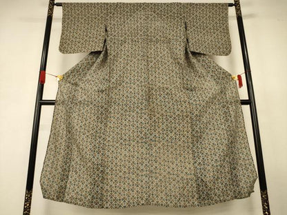 平和屋着物＊夏物　小千谷ちぢみ　幾何学文様　正絹　麻　逸品　AABJ9006jd