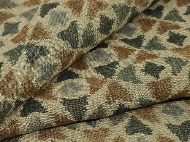 平和屋着物＊夏物　小千谷ちぢみ　幾何学文様　正絹　麻　逸品　AABJ9006jd