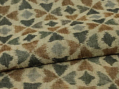 平和屋着物＊夏物　小千谷ちぢみ　幾何学文様　正絹　麻　逸品　AABJ9006jd
