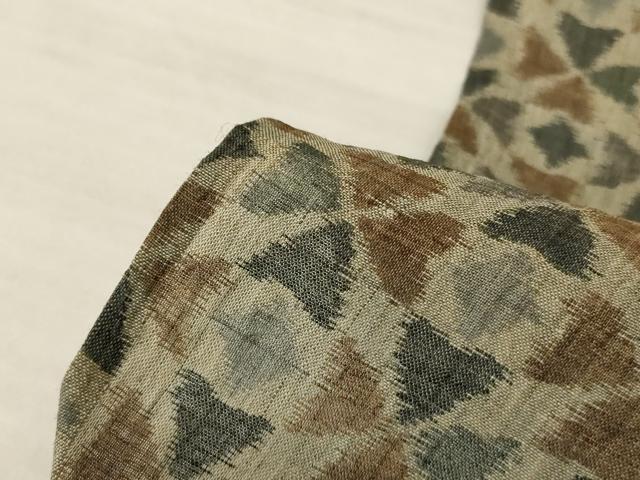 平和屋着物＊夏物　小千谷ちぢみ　幾何学文様　正絹　麻　逸品　AABJ9006jd