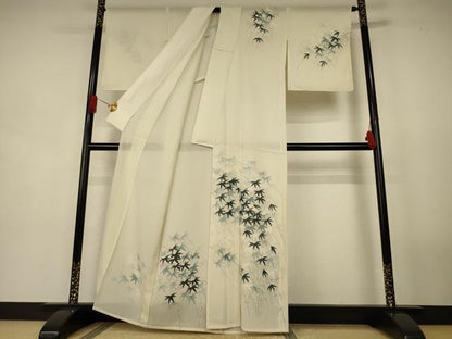 平和屋着物＊夏物　訪問着　絽　笹文　正絹　逸品　AABJ9010jd