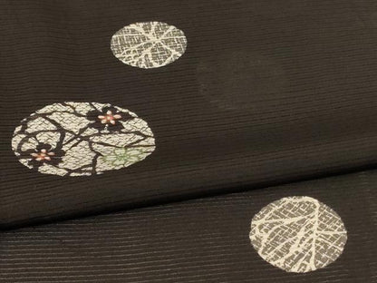 平和屋着物＊夏物　小紋　絽　枝花文　ロング丈　正絹　逸品　AABJ9017jd