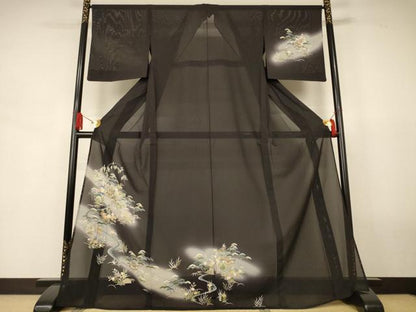 平和屋着物＊夏物　訪問着　絽　風景松文　正絹　逸品　AABJ9018jd