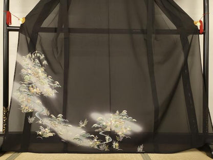平和屋着物＊夏物　訪問着　絽　風景松文　正絹　逸品　AABJ9018jd