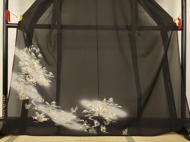 平和屋着物＊夏物　訪問着　絽　風景松文　正絹　逸品　AABJ9018jd