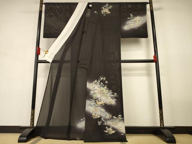 平和屋着物＊夏物　訪問着　絽　風景松文　正絹　逸品　AABJ9018jd