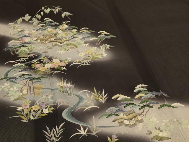 平和屋着物＊夏物　訪問着　絽　風景松文　正絹　逸品　AABJ9018jd