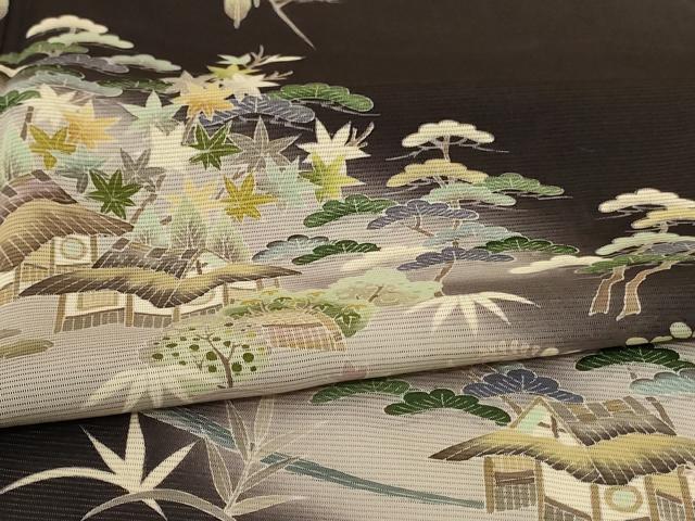 平和屋着物＊夏物　訪問着　絽　風景松文　正絹　逸品　AABJ9018jd