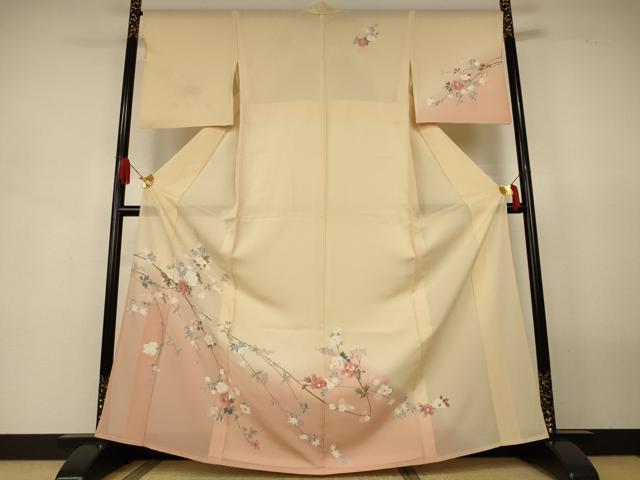 平和屋着物＊夏物　訪問着　絽　枝花文　暈し染め　正絹　逸品　AABJ9019jd
