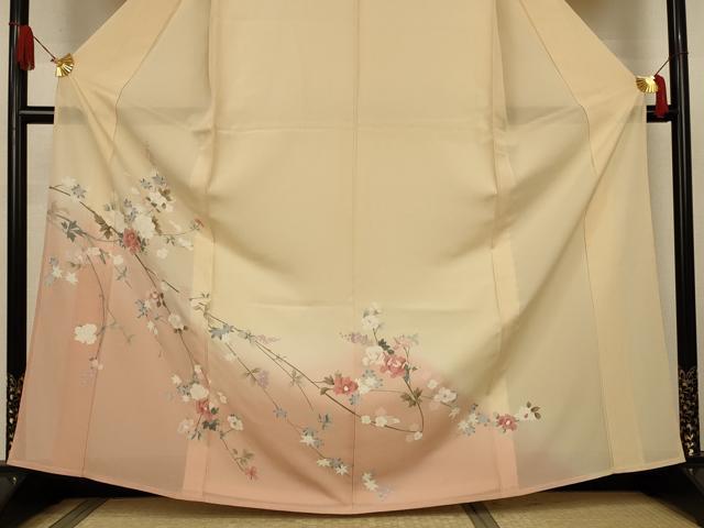 平和屋着物＊夏物　訪問着　絽　枝花文　暈し染め　正絹　逸品　AABJ9019jd