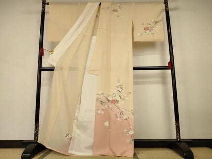平和屋着物＊夏物　訪問着　絽　枝花文　暈し染め　正絹　逸品　AABJ9019jd