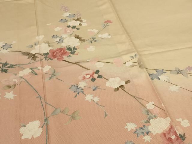 平和屋着物＊夏物　訪問着　絽　枝花文　暈し染め　正絹　逸品　AABJ9019jd
