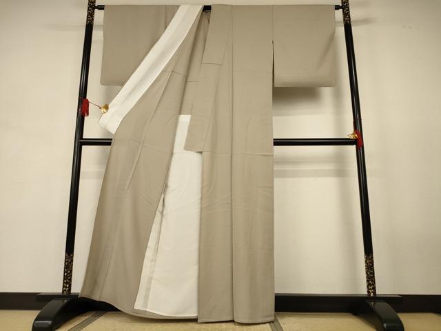 平和屋着物＊夏物　色無地　絽　白橡色　正絹　逸品　AABJ9022jd