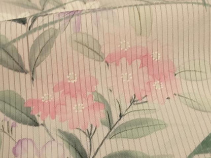 平和屋着物＊夏物　訪問着　縦絽　手描き　草花文　暈し染め　正絹　逸品　AABJ9025jd